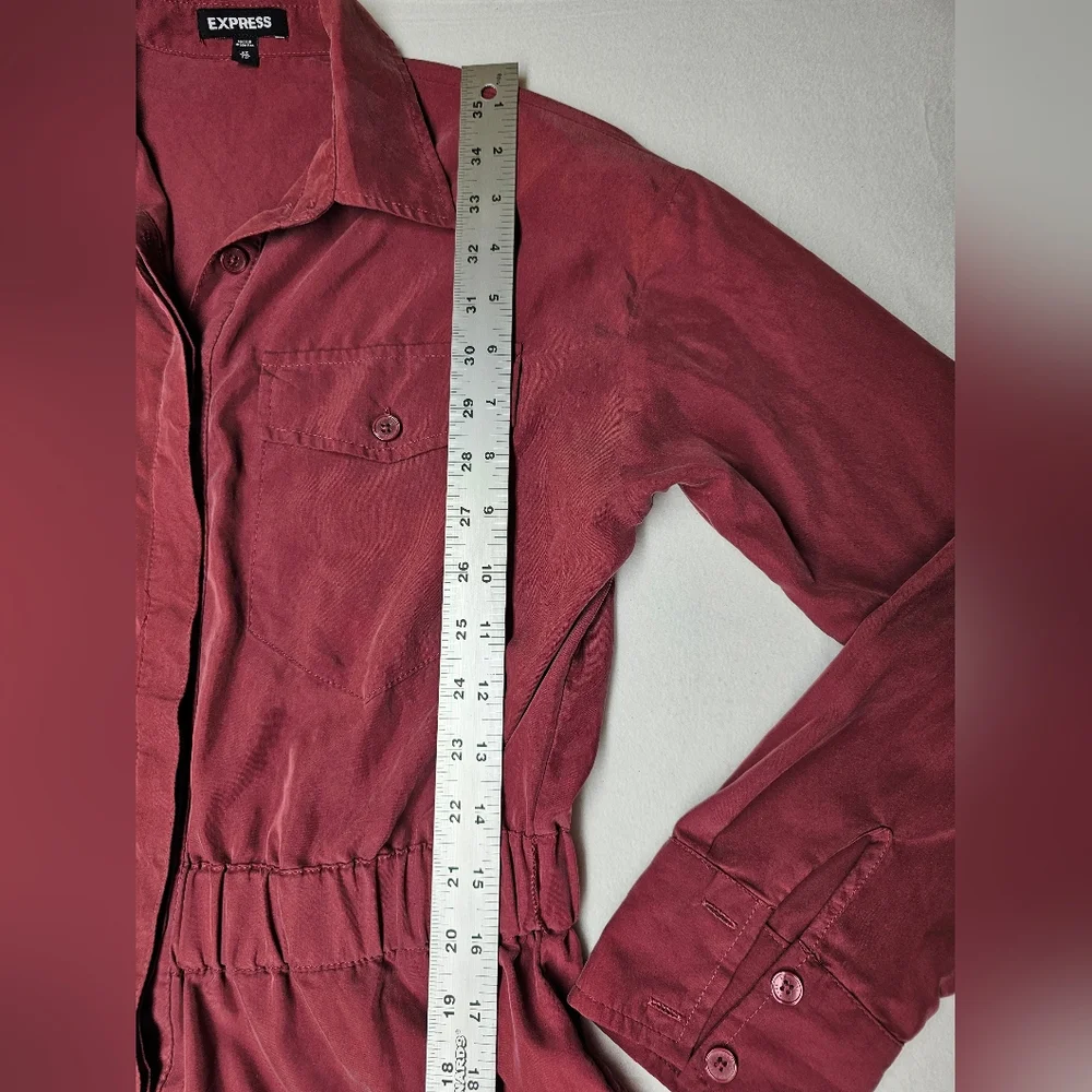 Express XS Jumpsuit Romper‎ Long Sleeve Utility Style Reddish Brown